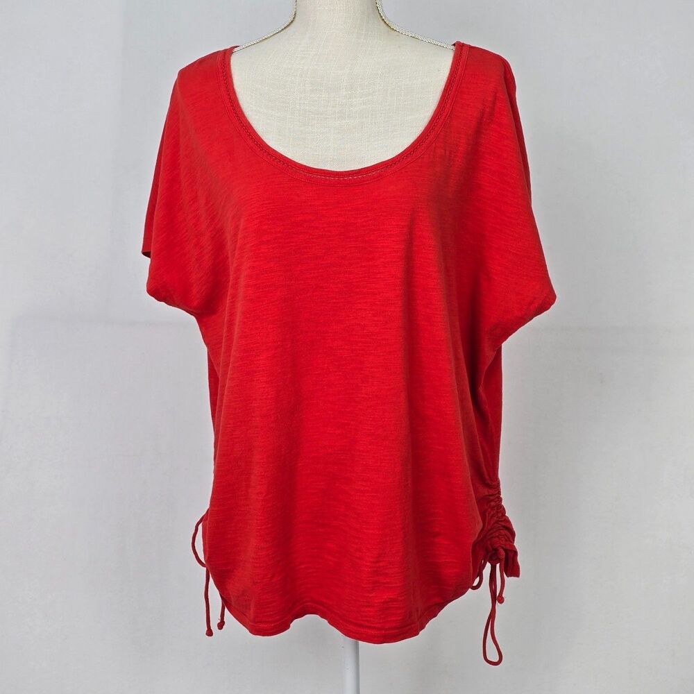 Lane Bryant Cool & Casual Womens 18/20 Coral Orange Cotton Slub Short Sleeve Top